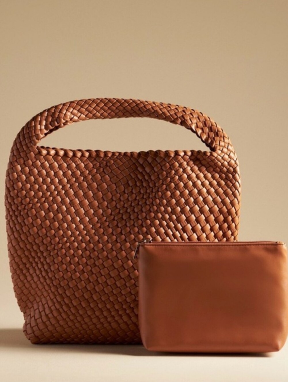 Anthropologie Antik Kraft Woven Faux Leather Slouchy Bag